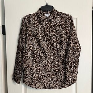 J. Crew Factory Leopard Print Button-Down Shirt - Brown/Black